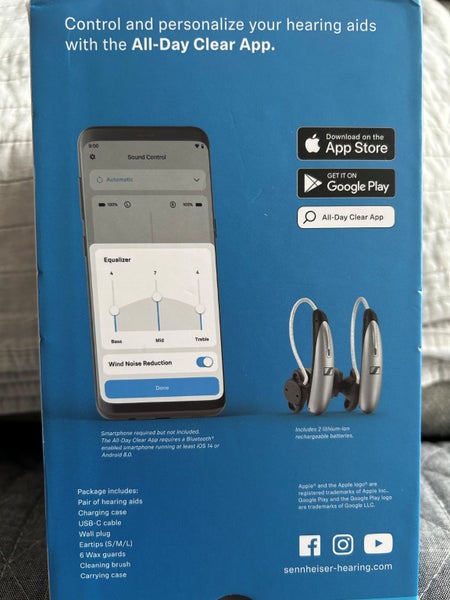 Sennheiser All-Day Clear Slim ADCS1 Bluetooth OTC Hearing Aids62950955253251112