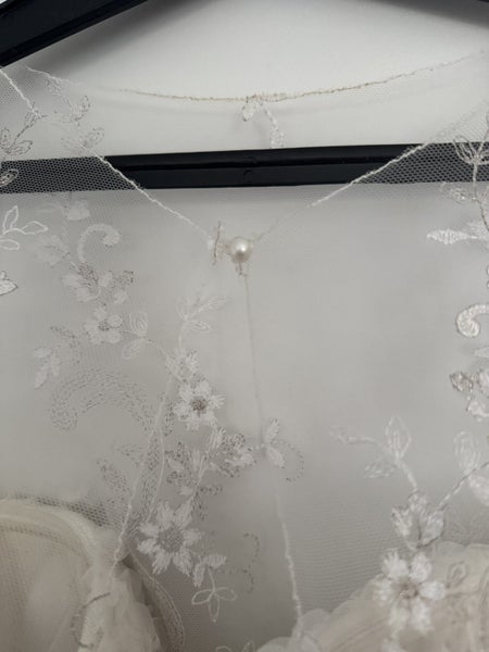 White mid-length strapless dress Carousel 8