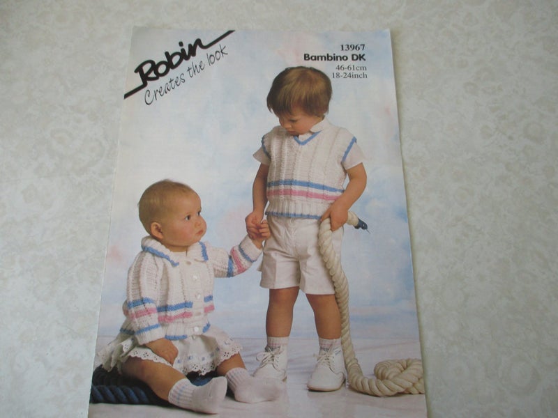 Baby Knitting Pattern - Robin Jacket and Slipover Carousel 1