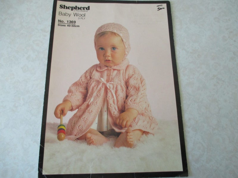 Baby Knitting Pattern - Shepherd Matinee Jacket and Bonnet Carousel 1