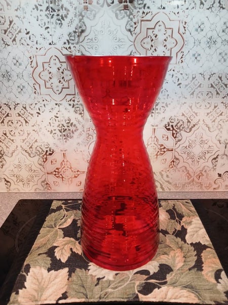 Vintage large ruby red glass vase62937627804931111