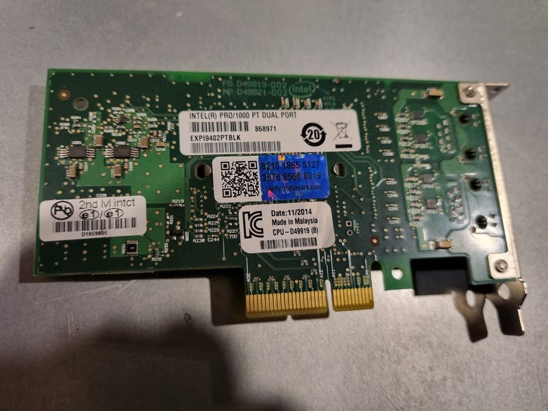 Intel Pro/1000 Network card dual port 1G Carousel 1