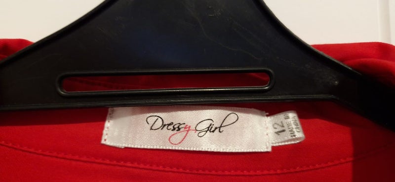 'Dressy Girl' Red Cotton Shirt Dress Size Carousel 3
