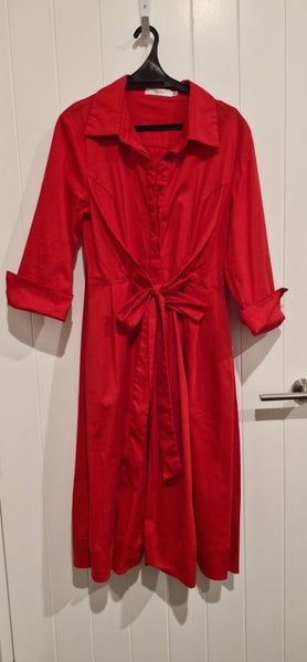 'Dressy Girl' Red Cotton Shirt Dress Size Carousel 1