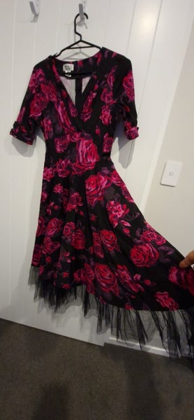 'Unique Vintage' Rockabilly Floral Dress Carousel 2