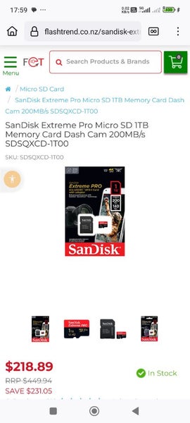 SANDISK EXTREME PRO 1 TB MICRO SD CARD - $173.45 & FREE COURIER & GIFTS (x2)62950956051202111