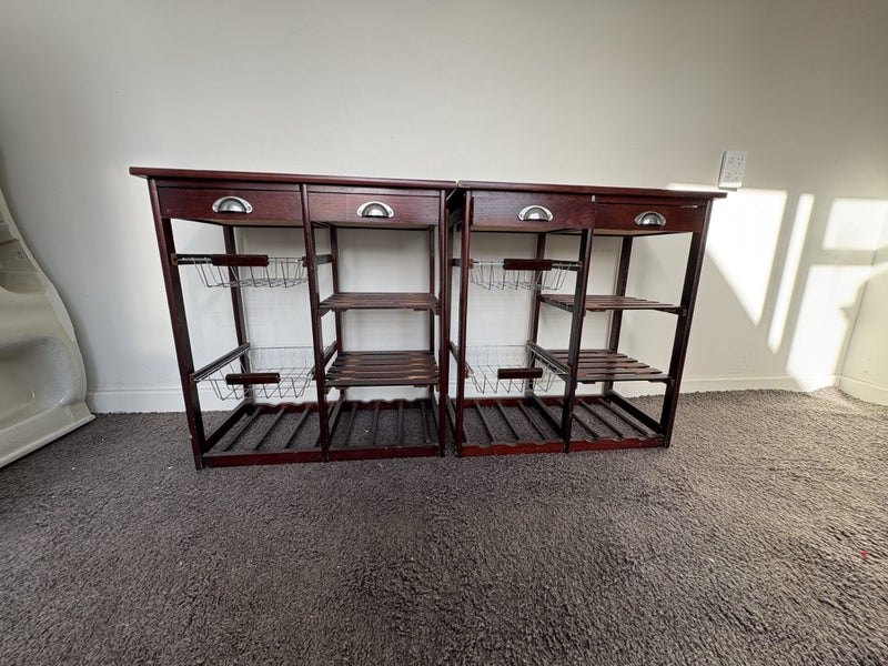 Kitchen islands x 2 retro movable storage wooden and tile Carousel 2