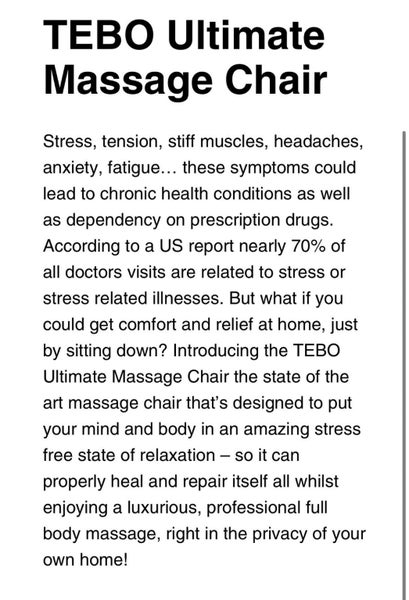 The Teo Ultimate Massage Chair Black - A3062 v2 Carousel 5