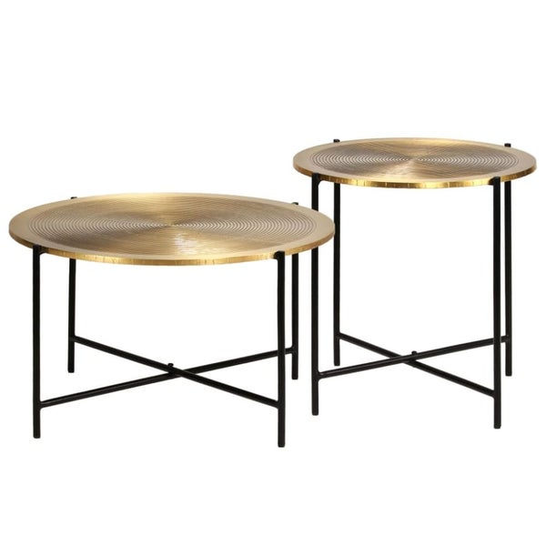 Table Set 2 Pieces Brass-covered Mdf Xalxnp Carousel 1