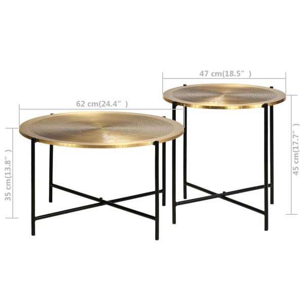 Table Set 2 Pieces Brass-covered Mdf Xalxnp Carousel 2