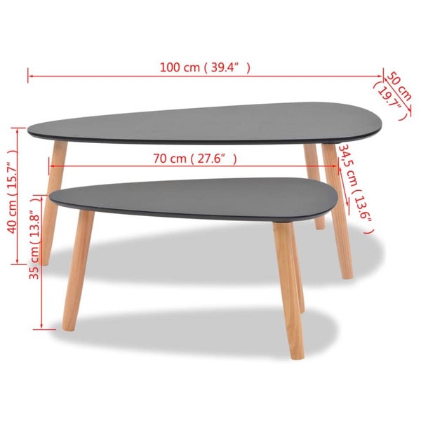 Coffee Table Set 2 Pieces Solid Pinewood Black Xaaitx Carousel 2