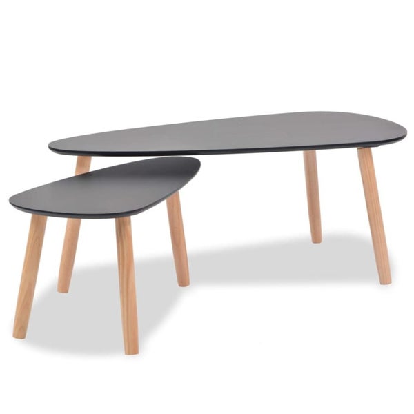 Coffee Table Set 2 Pieces Solid Pinewood Black Xaaitx Carousel 11