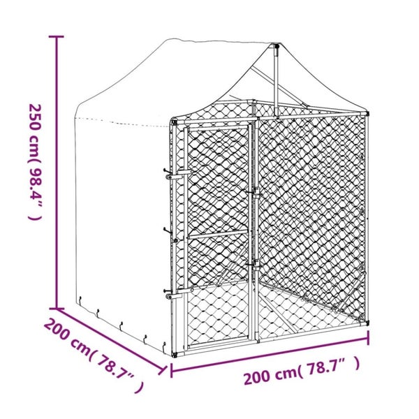 Outdoor Dog Kennel with Roof Silver 2x2x2.5 m Galvanised Steel Optlil Carousel 2