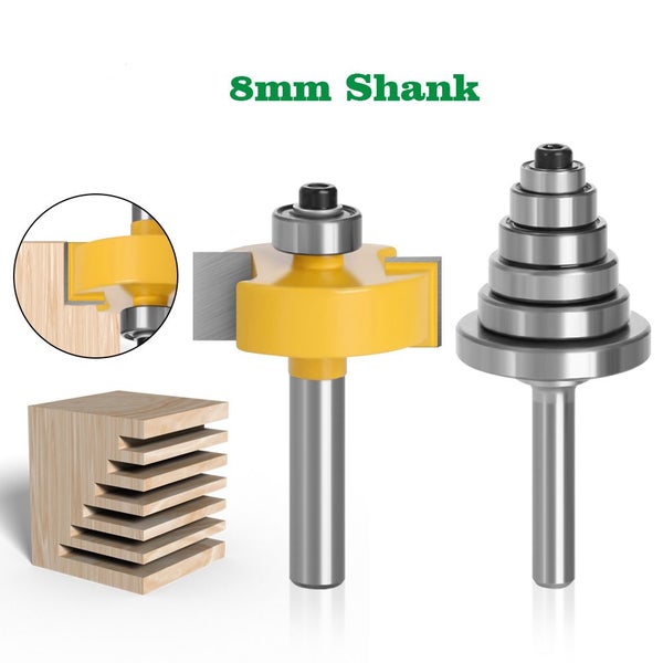 8mm Shank Carbide Steel Rabbet Router Bit With Bearings Trimmer Set Carousel 1