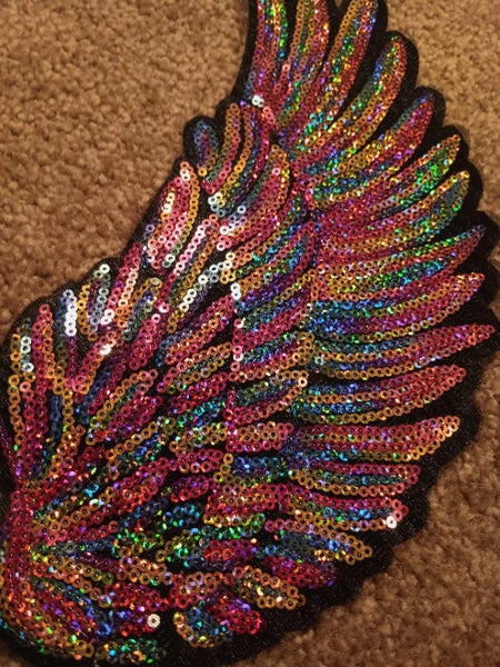 STUNNING PINK SEQUIN APPLIQUE WINGS Carousel 5