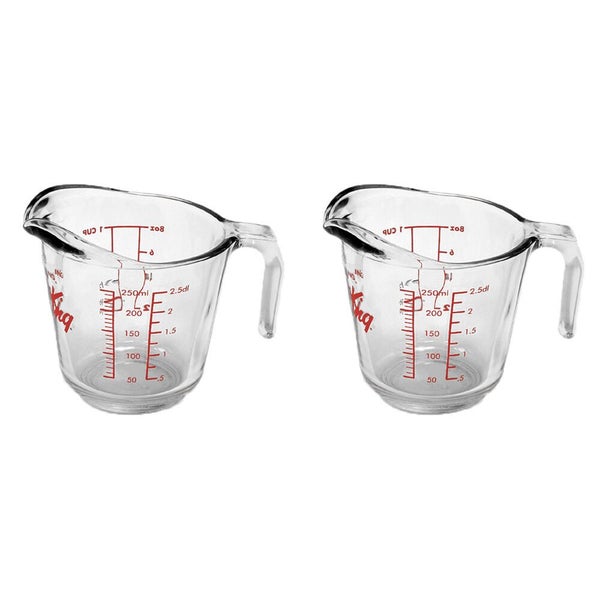 2x Anchor Hocking 250ml/1-Cup Glass Measuring Jug Small - Clear Carousel 1