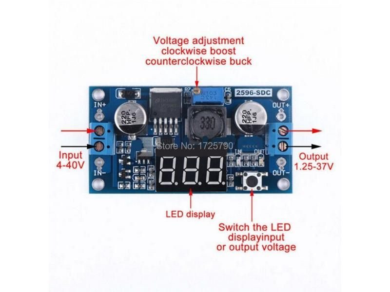 2pcs/lot LM2596 Adjustable Voltage Regulated Power Supply Converter DC-DC Step Carousel 1