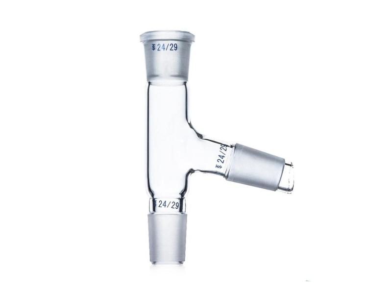 24/29 Three Way Adapter 75 Bend Distillation Head GG17 Lab Borosilicate Glass Carousel 1