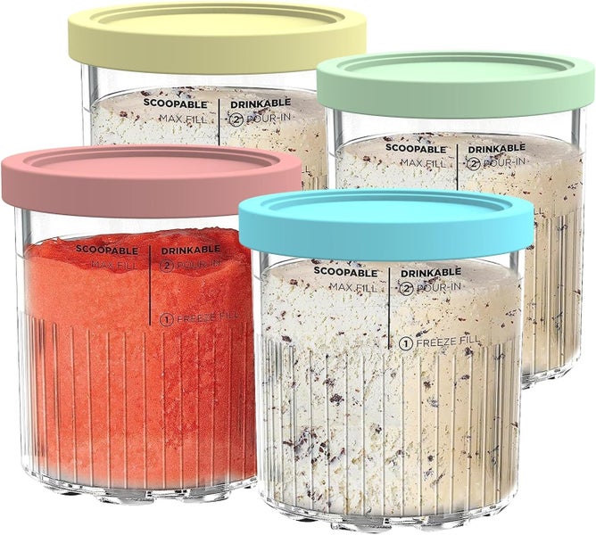 4 Pack Replacement Pints and Lids for Ninja NC501 NC500 Series Creami Deluxe Carousel 1