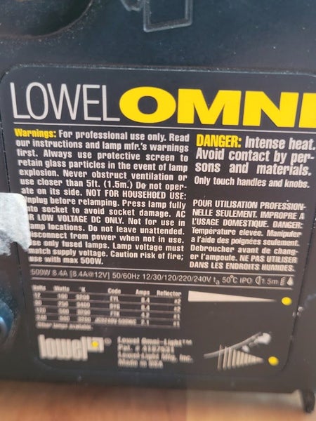 Studio/Theater Lights: 3x Dedolight DLH2/3's; 1 each of Lowel Omni & "V" Lights62931729475458112