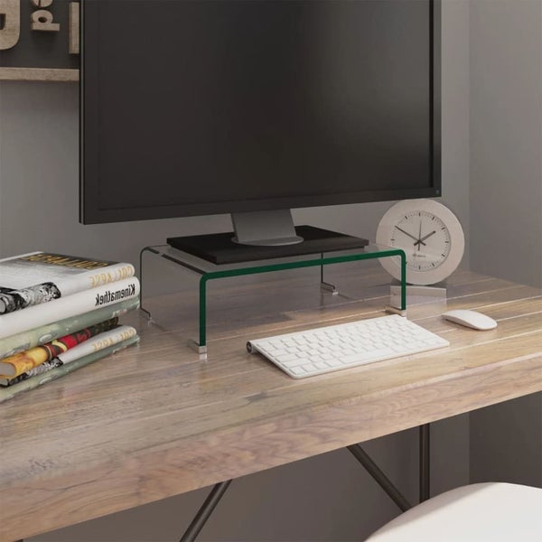 Tv Stand/monitor Riser Glass Clear 40x25x11 Cm Xaaoxl Carousel 1