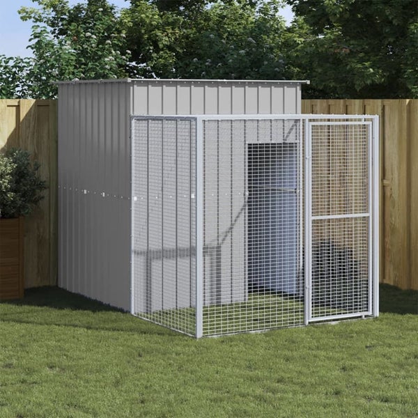Chicken Cage with Run Light Grey 165x251x181 cm Galvanised Steel OIXTLN Carousel 1