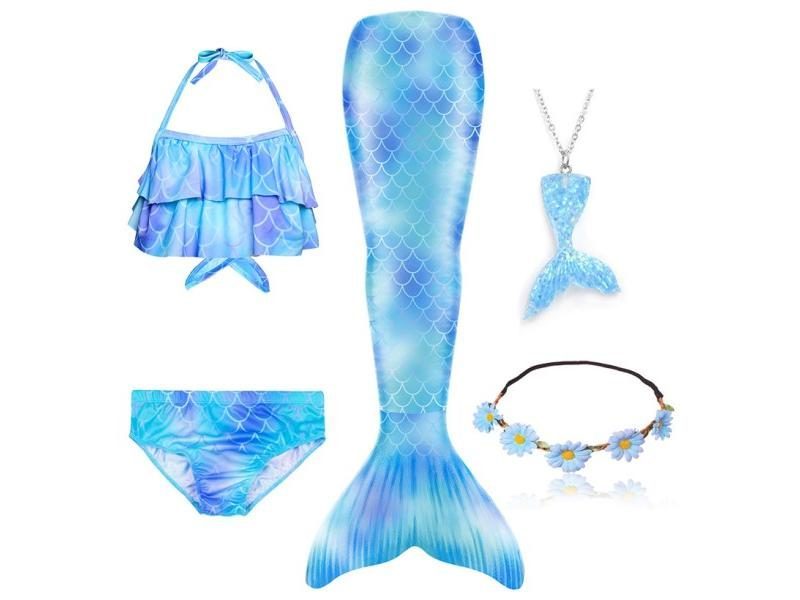 5Pcs/Set Girls Mermaid Tail Swimsuit Children The Little Mermaid Costume Carousel 1