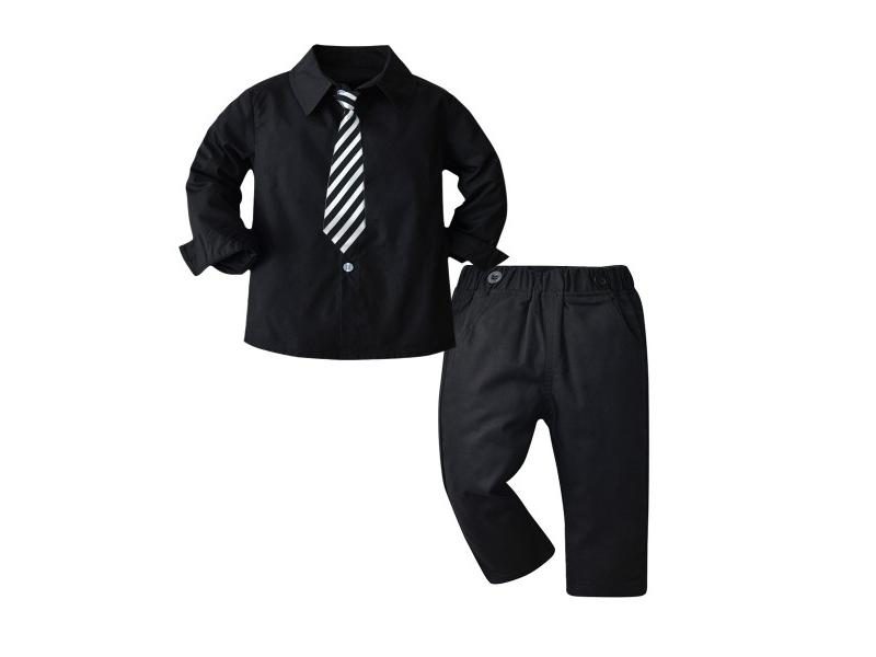 Fashion New Kids Boys Long Sleeve Bow Tie Striped Shirt Suspender Pants Suit Carousel 1
