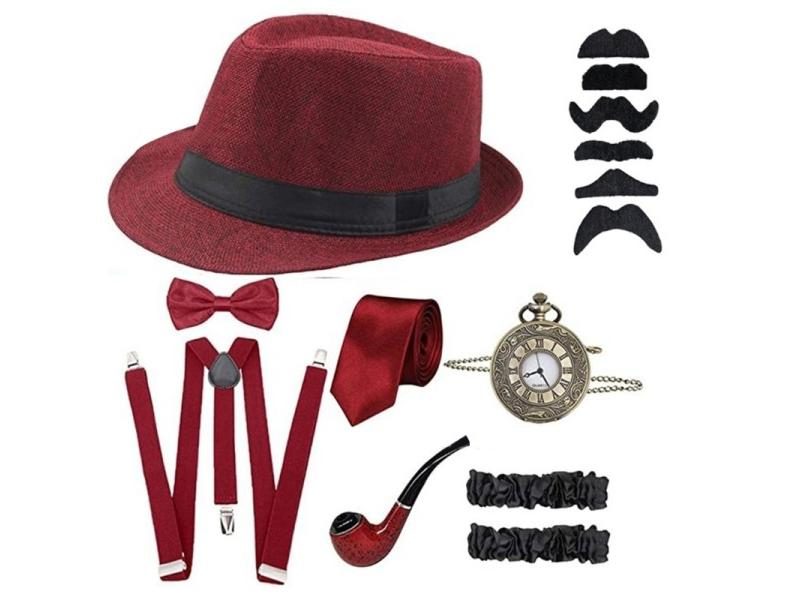 Halloween Gentleman Gangster Costume Men Roaring 20s Accessories For Men Carousel 1