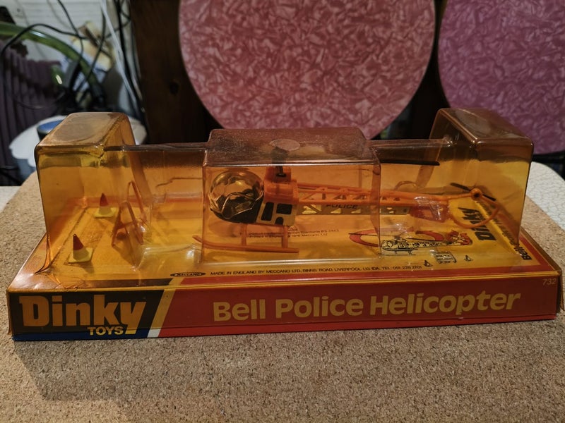 DINKY Bell Police Helicopter, with box, accessories. *VERY RARE, SOUGHT AFTER* Carousel 2