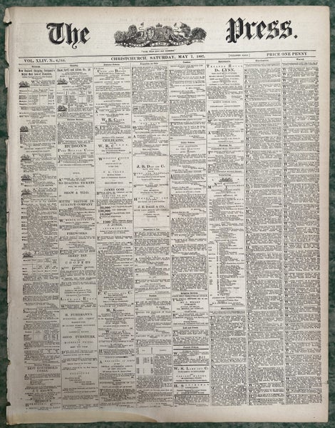 OLD NEWSPAPER: The Press, Christchurch - Saturday, 7 May 1887 Carousel 2