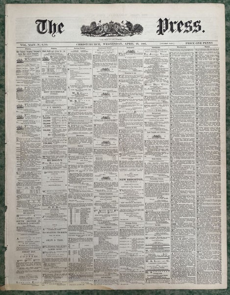 OLD NEWSPAPER: The Press, Christchurch - Wednesday, 27 April 1887 Carousel 2
