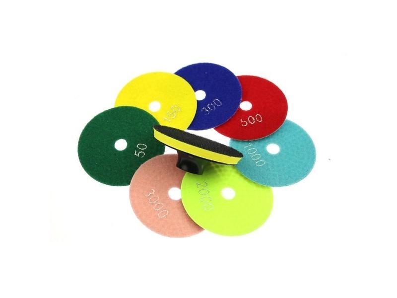 7 Pieces 4" Wet Grinding Disc Flexible Polishing Pad 1 Piece Back-up Pad Nozzle Carousel 1