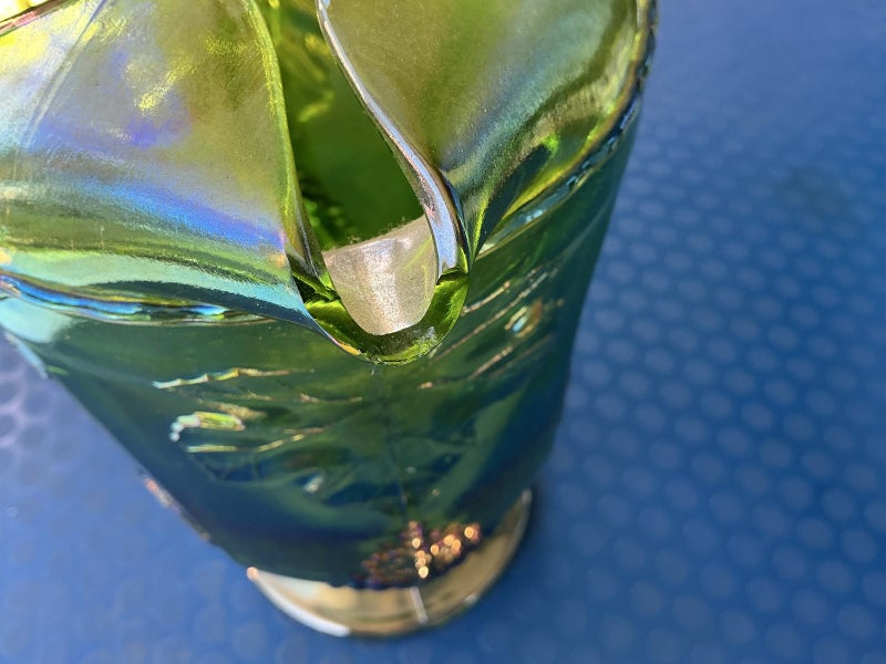 Vintage Indiana Glass Green Large Harvest Grape Carnival Glass Pitcher62939540508162112