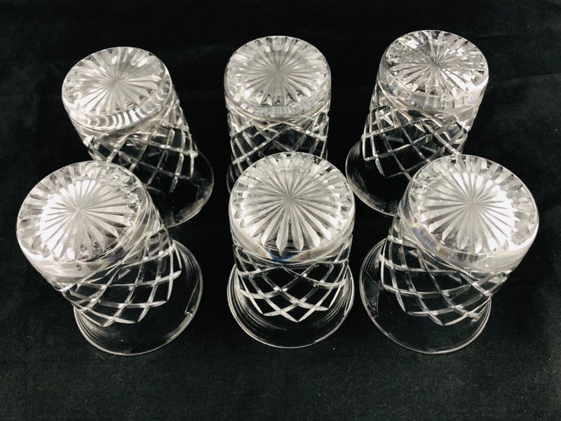 Vintage Crystal Cut Drinking Glasses x 6 (21111)62933722804353114