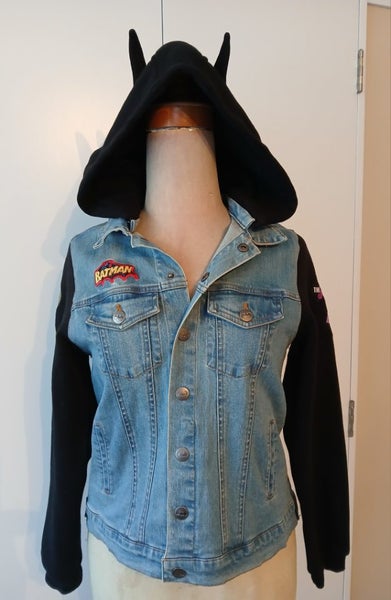Batman Denim Jacket Hooded Sweatshirt - Boys Size 14 Carousel 1