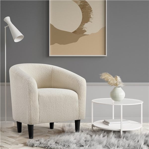 Boucle Club Chair Accent Barrel Chair Upholstered Arm Chair Carousel 1