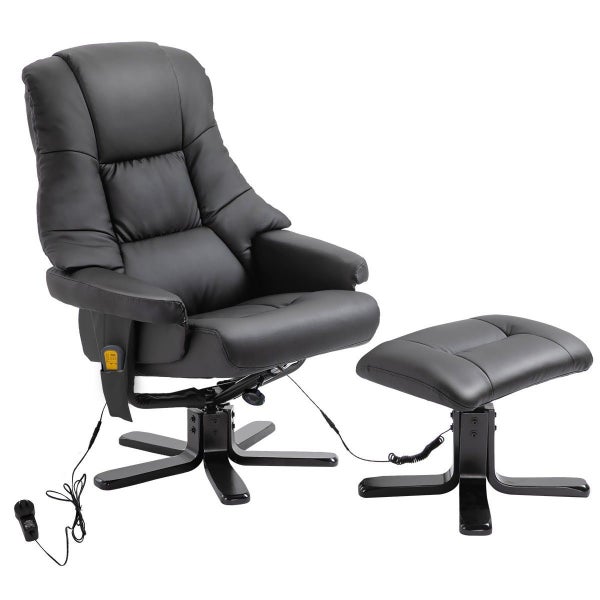 Massage Recliner Chair PU Leather Full Body 8-Point Heated Office Chair Black Carousel 15