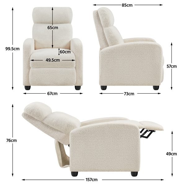 Boucle Recliner Chair Upholstered Sofa Carousel 2