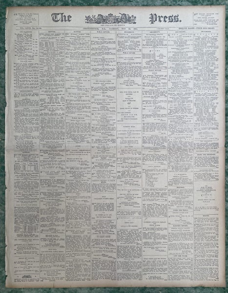 OLD NEWSPAPER: The Press, Christchurch - Tuesday, 30 May 1911 Carousel 2