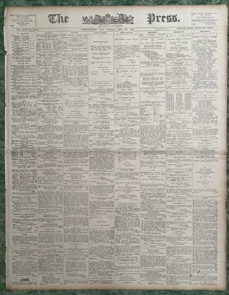 OLD NEWSPAPER: The Press, Christchurch - Friday, 26 May 1911 Carousel 2
