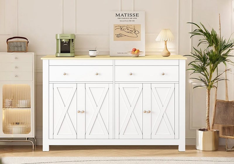 Sideboard Buffet Cabinet Cupboard Side Console Table Storage 2 Drawers 4 Doors Carousel 2