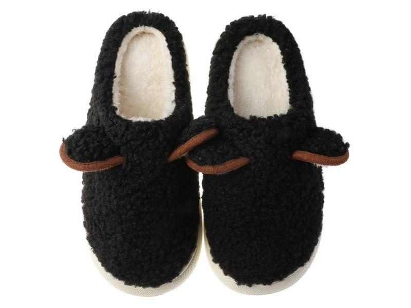 Women's Warm Fluffy Slippers With Thick Sole Cute Cartoon Ear For Winter Carousel 1