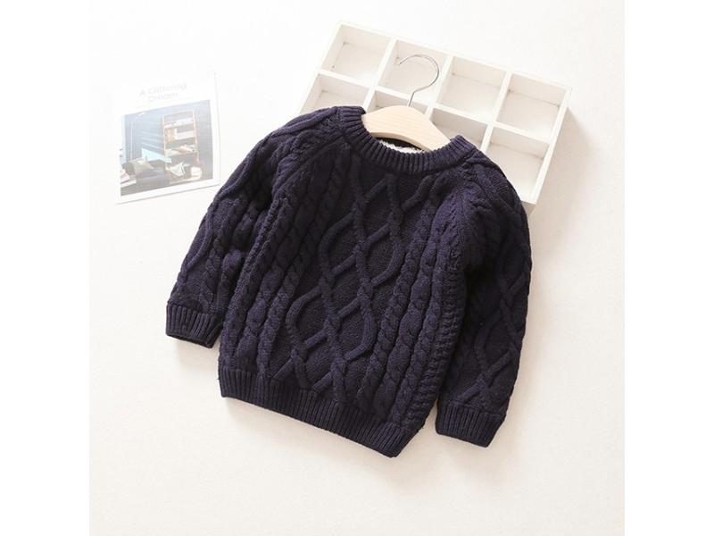 1-7T Kids Sweater Autumn Winter Boy Girl Thick Knitted Turtleneck Plus Velvet Carousel 1
