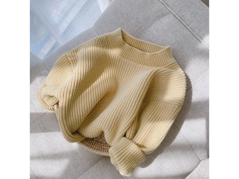 Melario Solid Color Baby Girls Soft Wool Knitted Sweater For Children's Tops Carousel 1