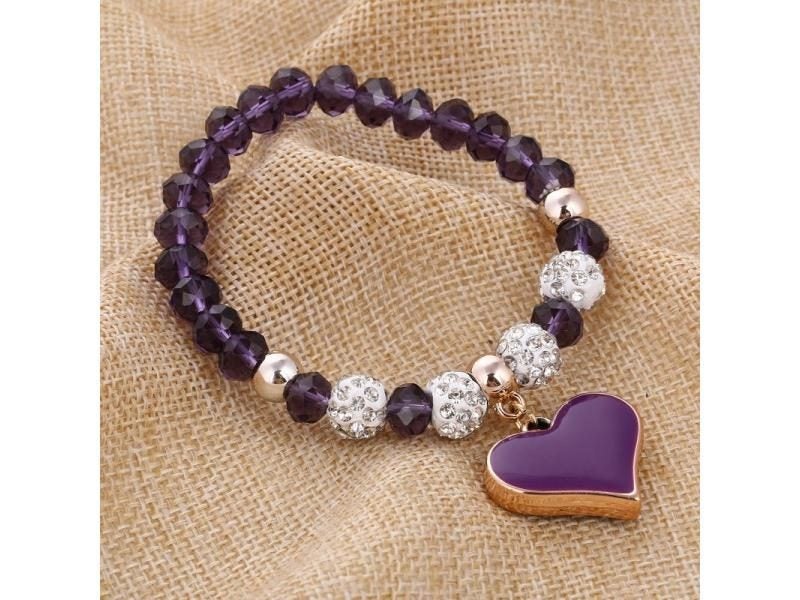 ZOSHI Crystal Beads Love Heart Bracelet For Women Handmade Beaded Elastic Carousel 1