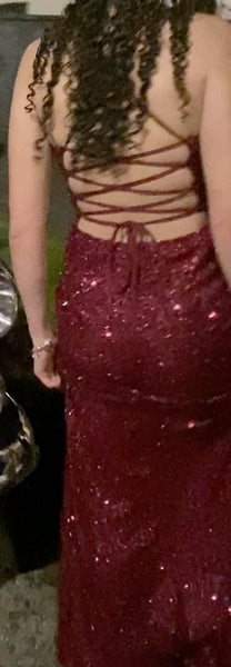 Red Sequinned Ball Dress Size 8 Carousel 1