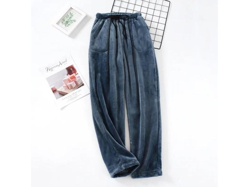 Autumn And Winter Thickened Flannel Pajama Bottoms Pants Men's Thickened Coral Carousel 1