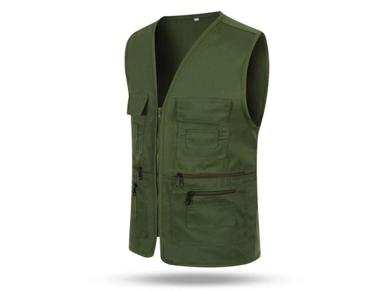 Men Multi-Pocket Classic Waistcoat Casual Sleeveless Jacket Plus Size Slim Fit Carousel 1