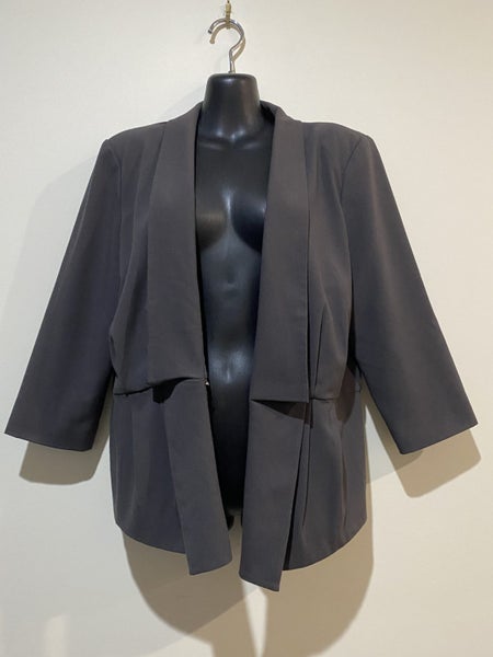 Jeanswest Grey Blazer – Size 12, Clasp Front, 3/4 Sleeve, Smart Casual Blazer64443660877570111